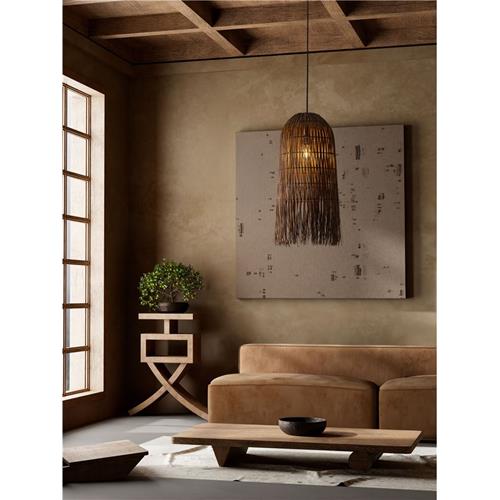 Brown Rattan  Black Steel Base & Fabric