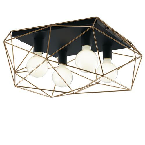 PLAFONIERA ABRAXAS NERA/ORO 4XE27 41,7X4