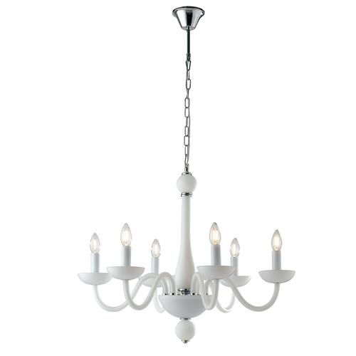 LAMPADARIO ALFIERE BIANCO/CROMO 6XE14 74