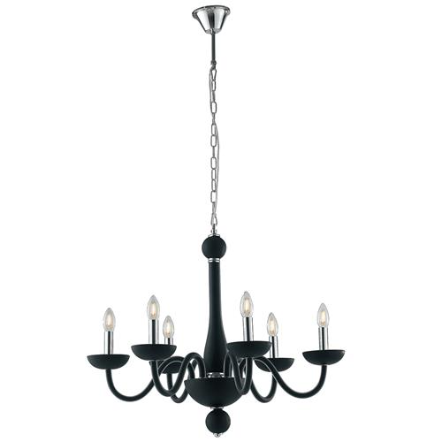 LAMPADARIO ALFIERE NERO/CROMO 6XE14 74X1