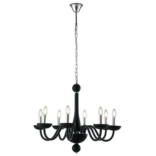 LAMPADARIO ALFIERE NERO/CROMO 8XE14 74X1