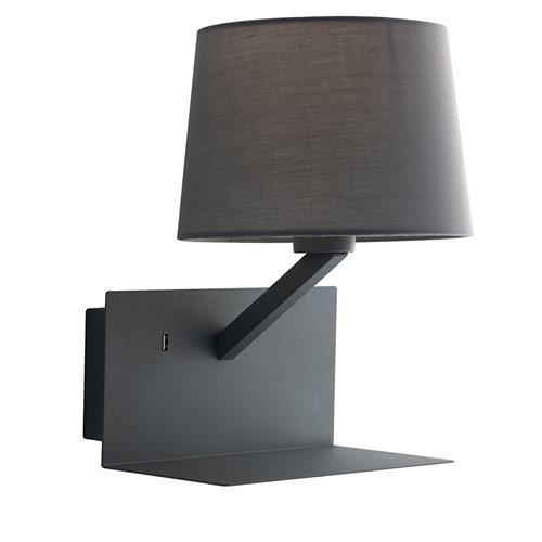 APPLIQUE CIAK GRIGIA CON USB 2A 1XE27 23