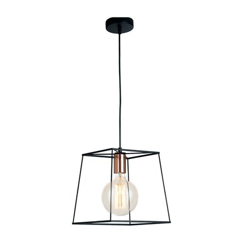 SOSPENSIONE HARLEM NERA/RAME 1XE27 25 25