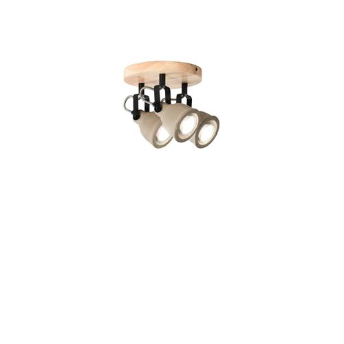 PLAFONIERA KISA GRIGIA/LEGNO 3XGU10 20X2