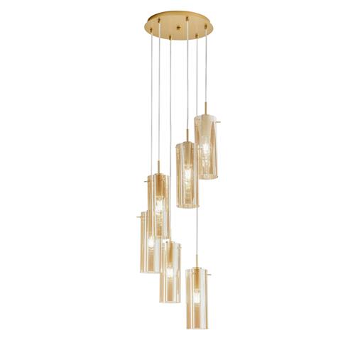 SOSPENSIONE MAGIC ORO/AMBRA 6XE27 35X35X