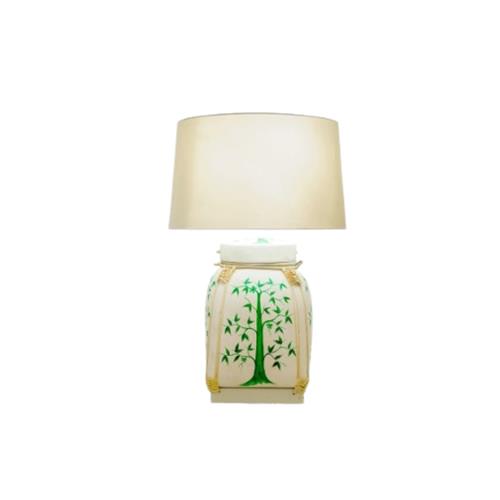 *GREEN TREE BASKET LAMP W/RND SHADE