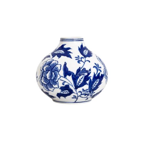 H 11CM PORCELAIN MINIATURE VASE BLUE WHT