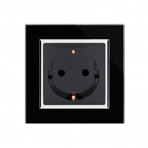 Crystal CT Single Schuko Plug Socket Bla