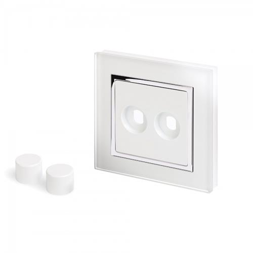 Crystal CT 2 Gang LED Dimmer Plate White