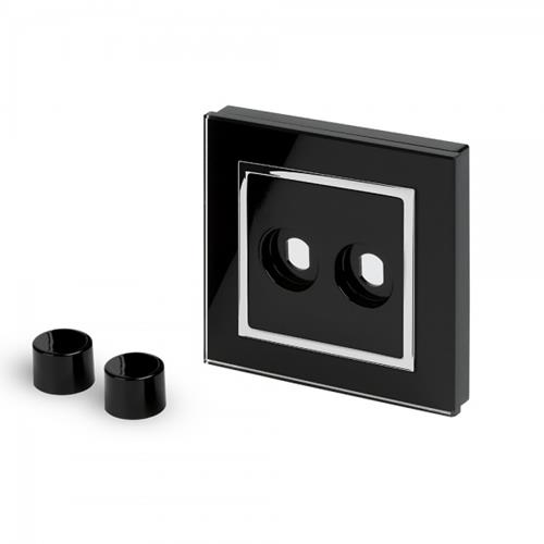 Crystal CT 2 Gang LED Dimmer Plate Black