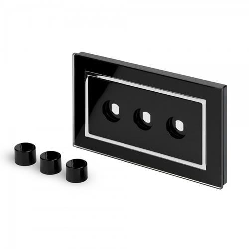 Crystal CT 3 Gang LED Dimmer Plate Black