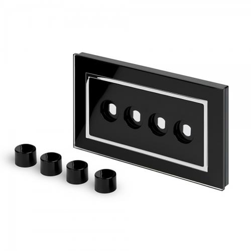 Crystal CT 4 Gang LED Dimmer Plate Black