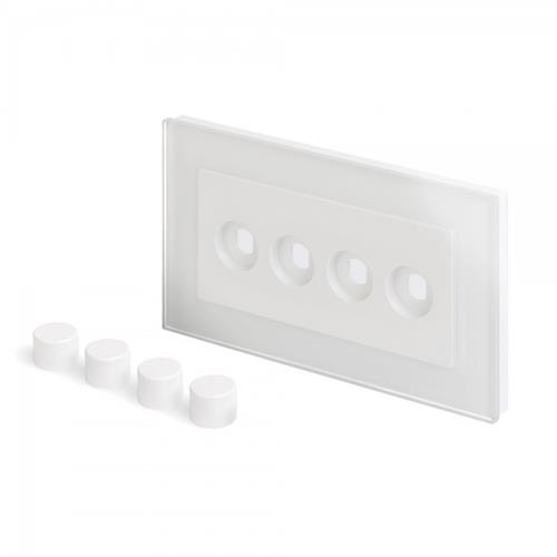 Crystal PG 4 Gang LED Dimmer Plate White