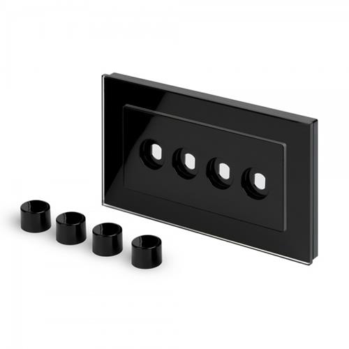 Crystal PG 4 Gang LED Dimmer Plate Black