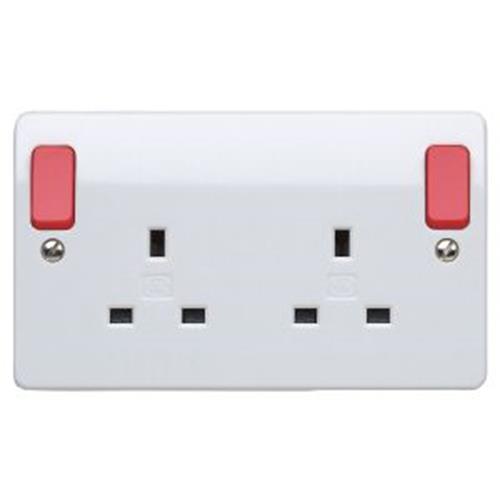 RED R OUT BOARD DUAL EARTH 13A 2G SKT DP