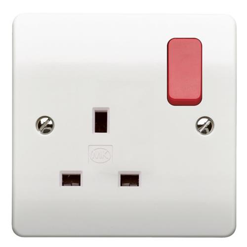 RED R DUAL EARTH 13A 1G SKT DP SWITCHED
