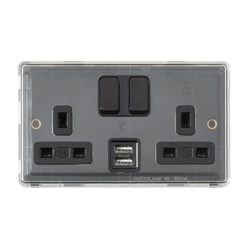 Dimensions Socket 2 Gang DP Swi 2xUSB