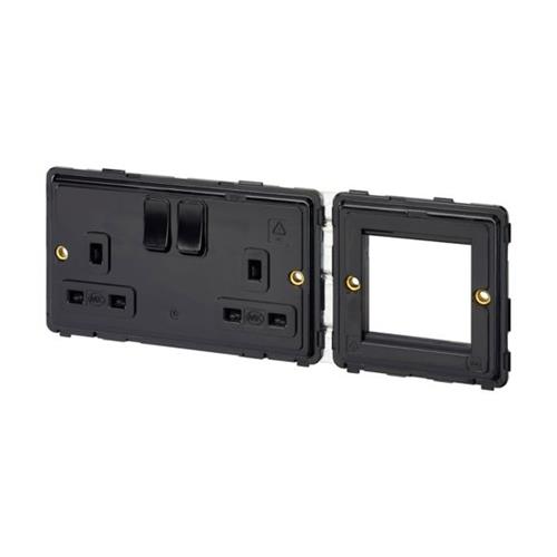 COMBI PLATE 1X2G SW.SKT+1X 2MOD EURO(RH)