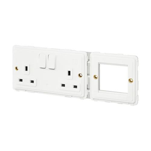 COMBI PLATE 1X2G SW.SKT+1X 2MOD EURO(RH)