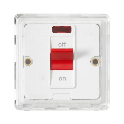 Dimensions Switch 1 Gang DP c/w Neon 50A