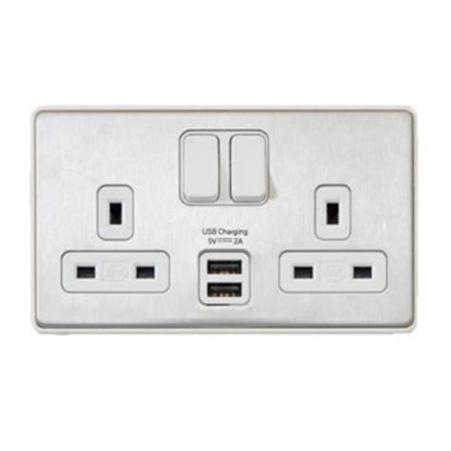 Dimensions Frontplate 2 Gang 13A DP Swd