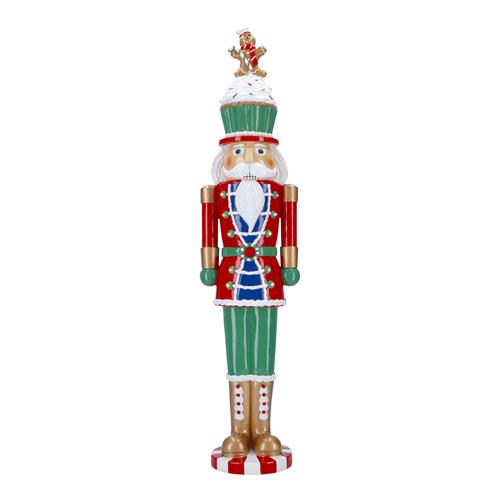 NUTCRACKER WITH GINGERBREAD POLY GREEN-R