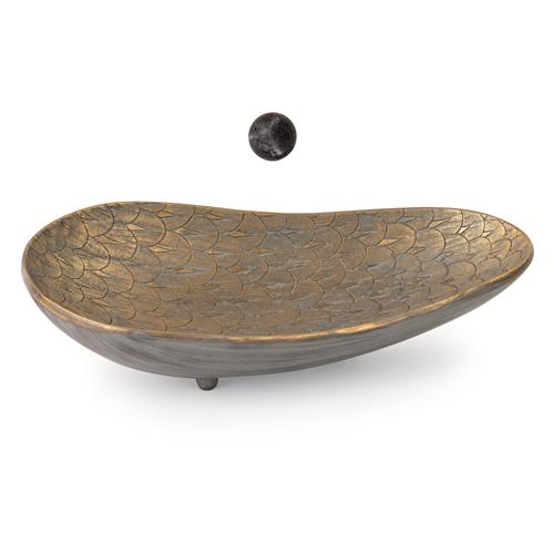ANTHRACITE/GOLD POLYRESIN TRAY 425X230