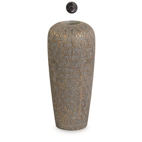 ANTHRACITE/GOLD POLYRESIN VASE D.165XH.3