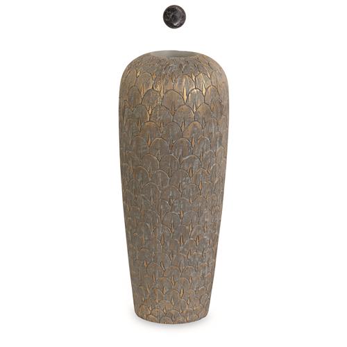 ANTHRACITE/GOLD POLYRESIN VASE D.190XH.4